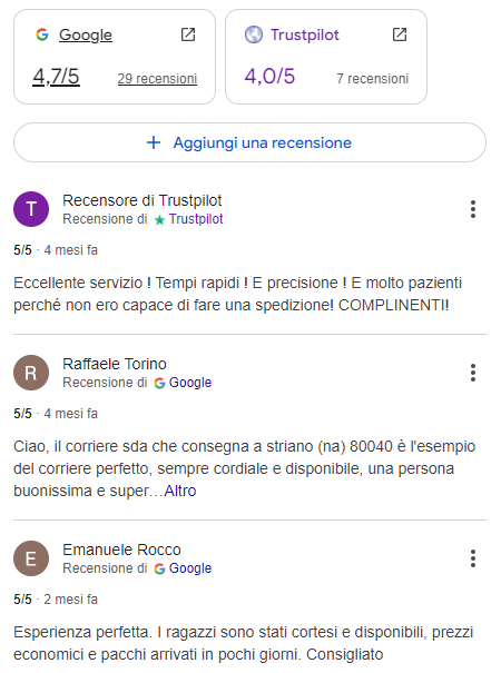 Recensioni positive di spedire un pacco online da casa di SpedirePaccoOnline.i