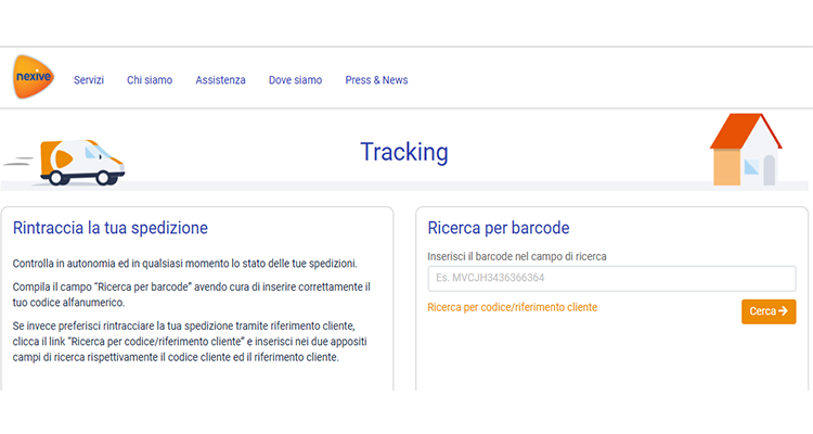 Traccia pacco NEXIVE da casa del Blog Centro Spedizione Pacchi